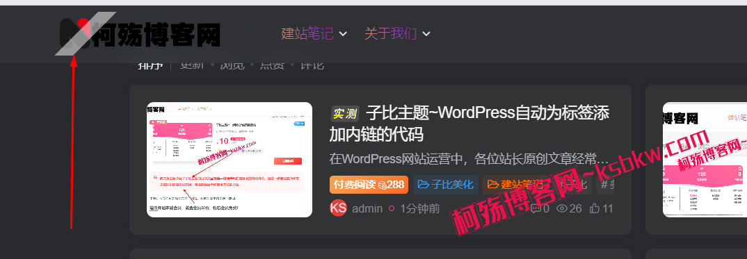 子比主题~logo扫光-柯殇博客网
